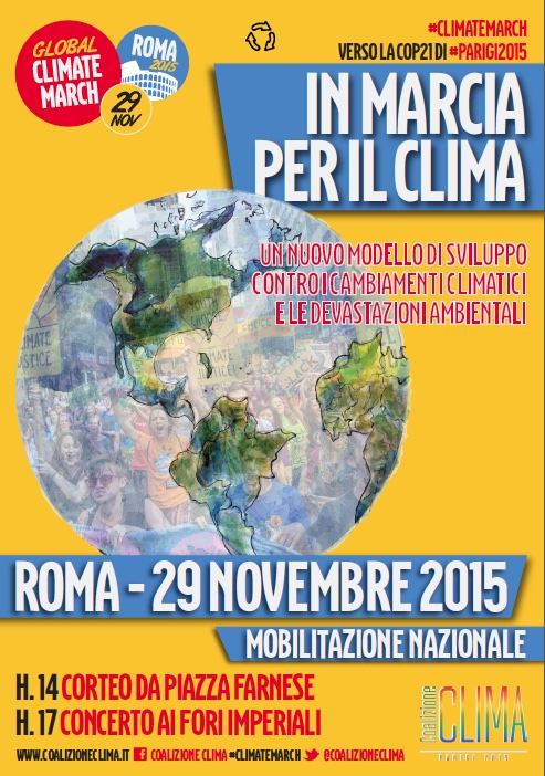 Confermata la mobilitazione nazionale per il clima del 29 novembre a Roma: in programma la manifestazione e un concerto