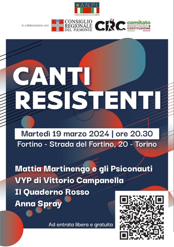 L’Anpi Comitato Provinciale di Torino celebra gli 80 anni della Resistenza con un doppio concerto