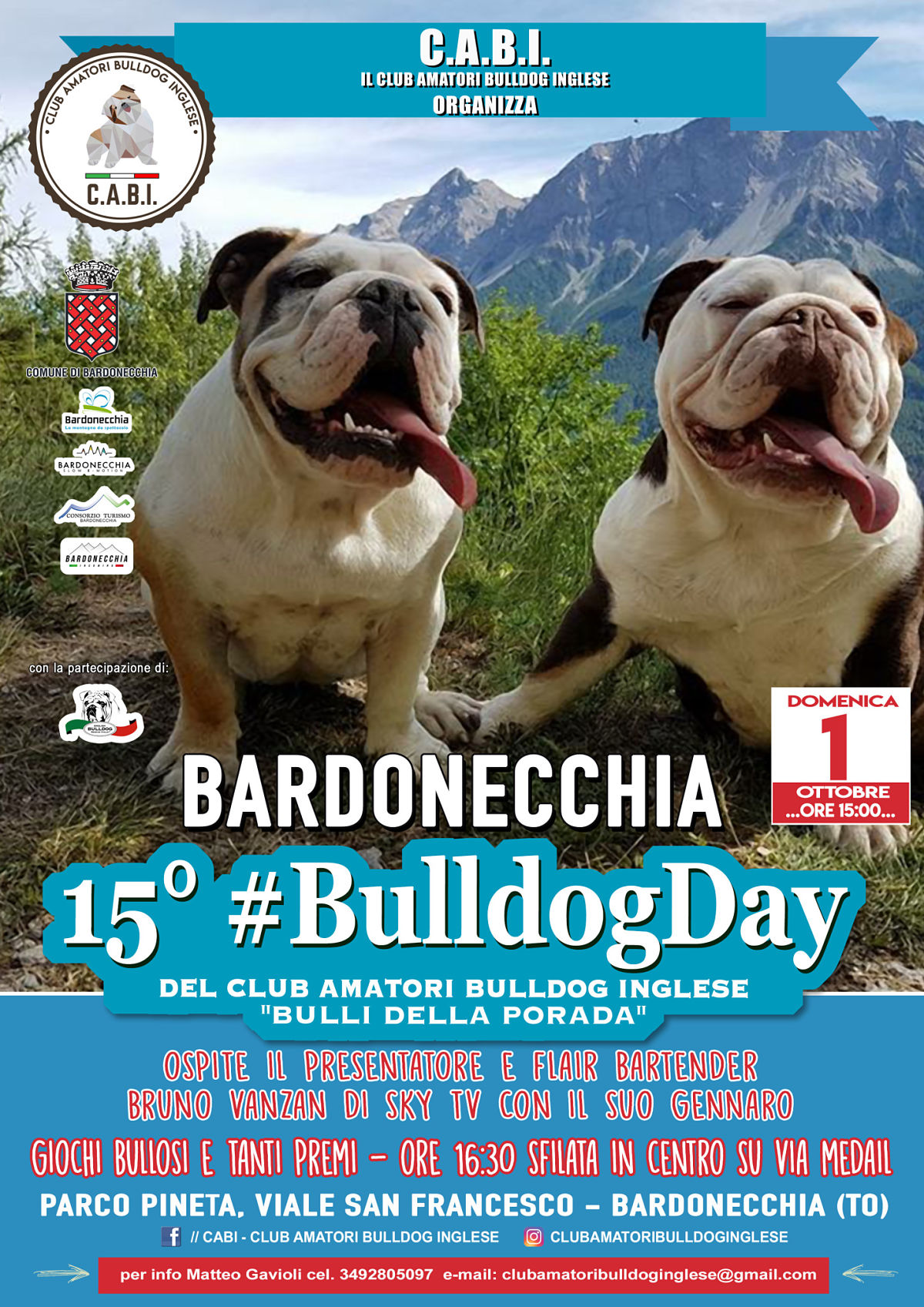 Centinaia di Bulldog inglesi attesi a Bardonecchia per il 15° #BULLDOGDAY solidale del C.A.B.I.