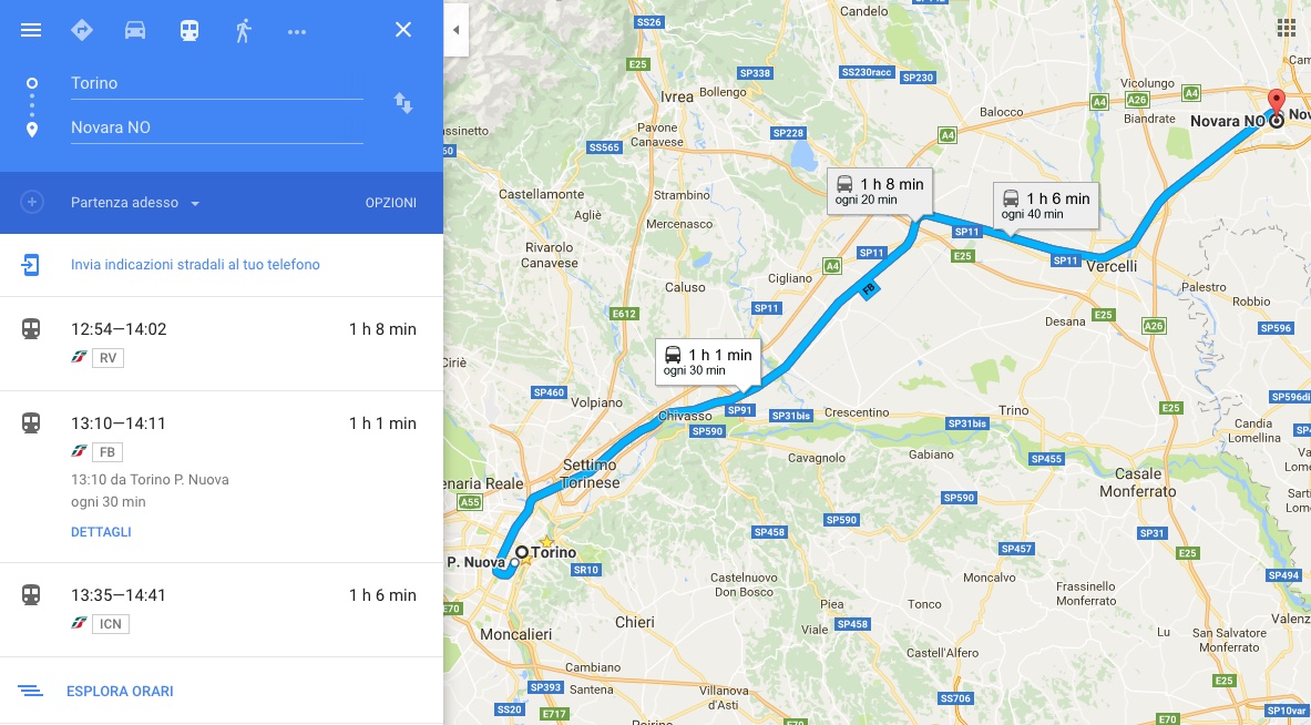 Gli orari di Trenitalia entrano in Google Maps
